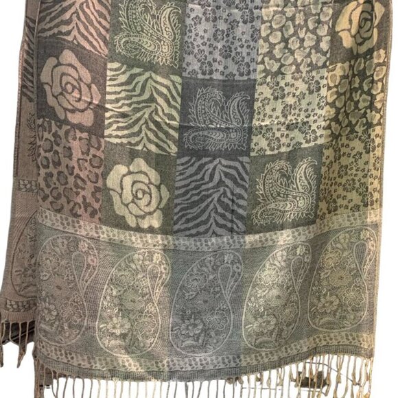 PASHMINA 100% Pashmina J.S ONDO Multicolored Scarf Shawl Wrap - Picture 4 of 4
